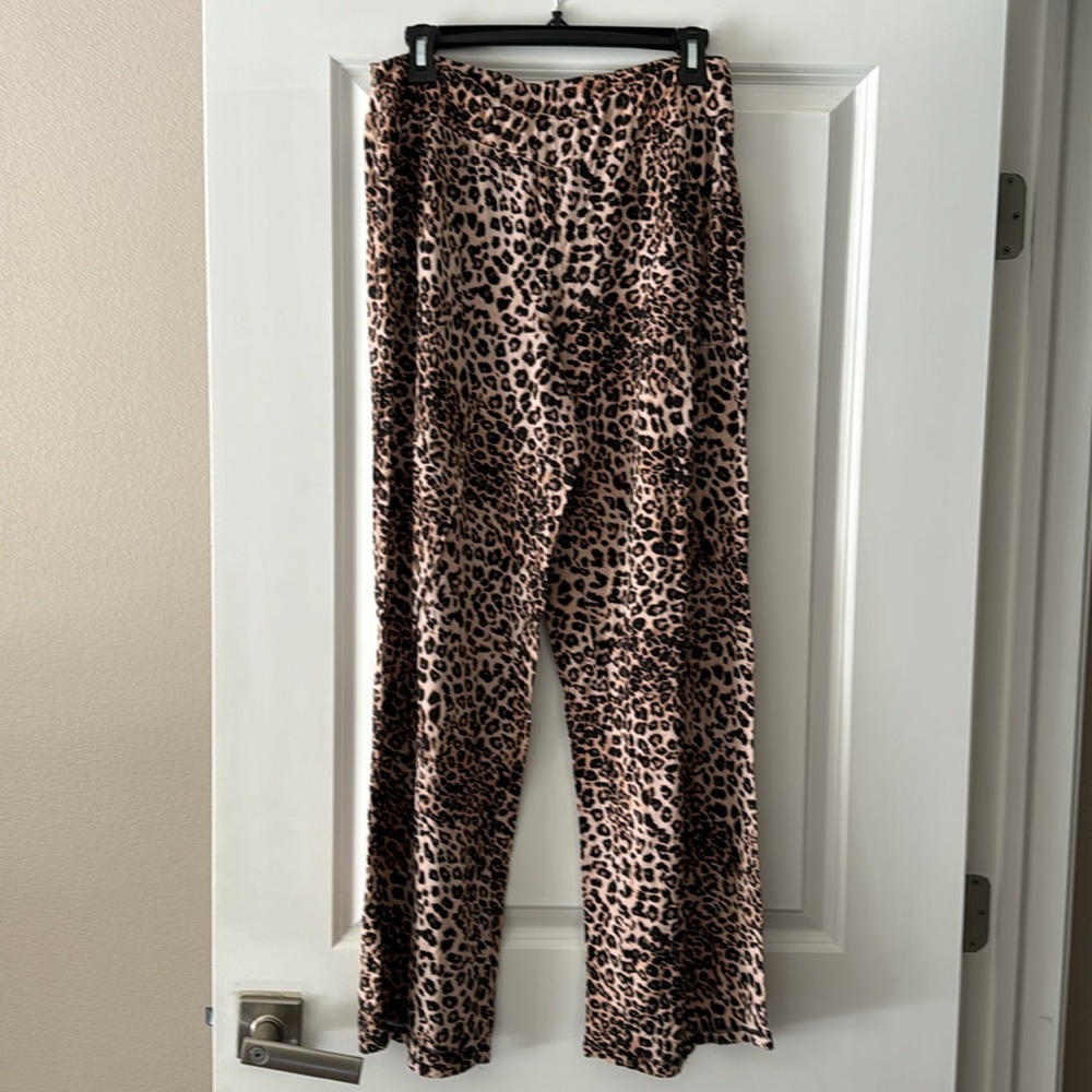 Soma Black Long Sleeve Top with Leopard Print Pajama Pants - Picture 4 of 5